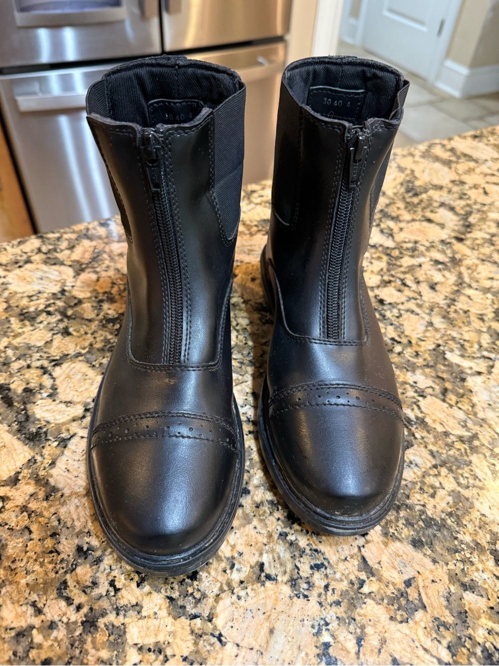 Tuff Rider Equestrian English Kids Black Zip Front paddock Boots size 4